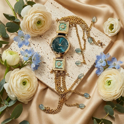 Emerald Teal Green Meenakari Jewelry Watch – Luxury Square Enamel Work Traditional Bracelet Watch for Women