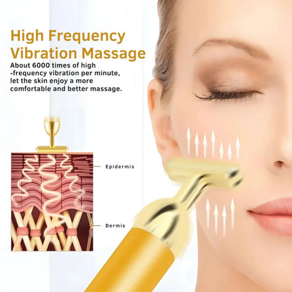 Luxury Skincare 24K Gold Energy Electric Facial Massager Roller (50% OFF)