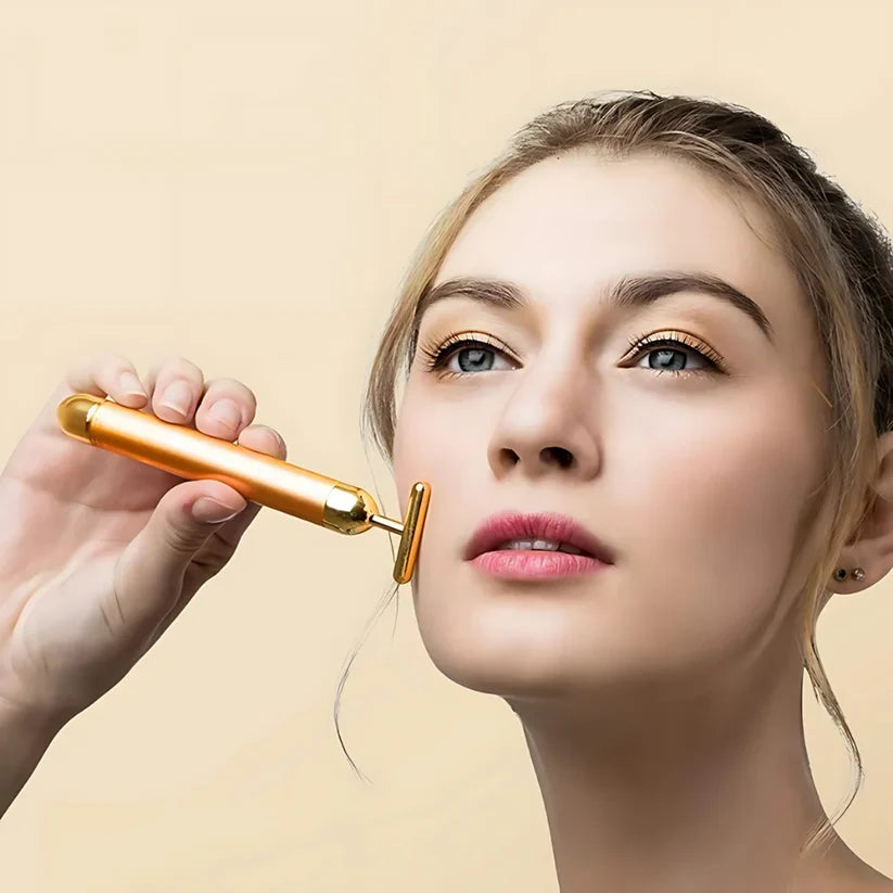 Luxury Skincare 24K Gold Energy Electric Facial Massager Roller (50% OFF)