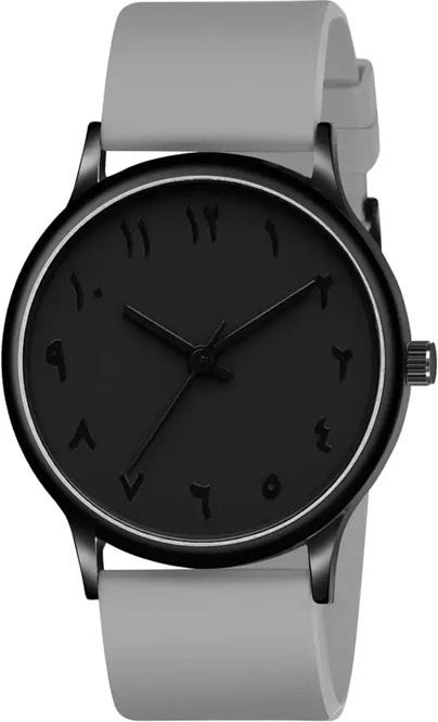 Matte Black Arabic Numeral Watch - Stealth Grey Edition