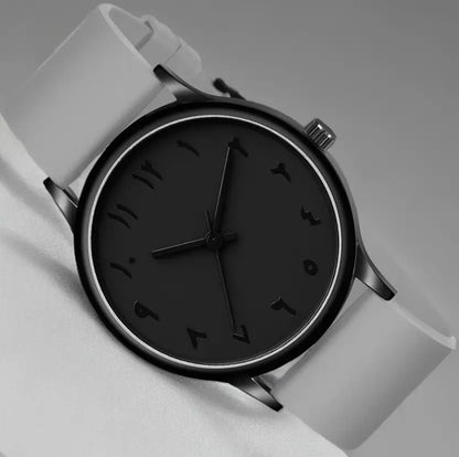 Matte Black Arabic Numeral Watch - Stealth Grey Edition