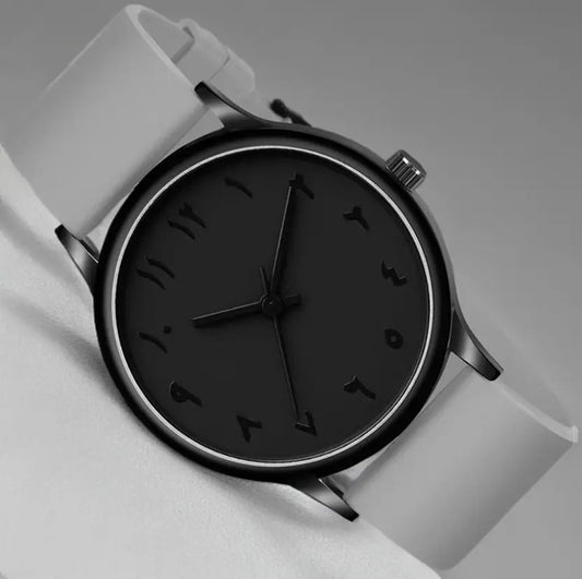 Matte Black Arabic Numeral Watch - Stealth Grey Edition