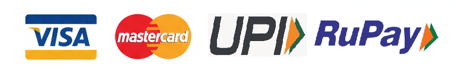 We accept Visa, Mastercard, UPI, RuPay and more
